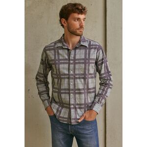 Reyn Spooner Gray Purple Plaid Long Sleeve Button Up Shirt   Men's Size Medium